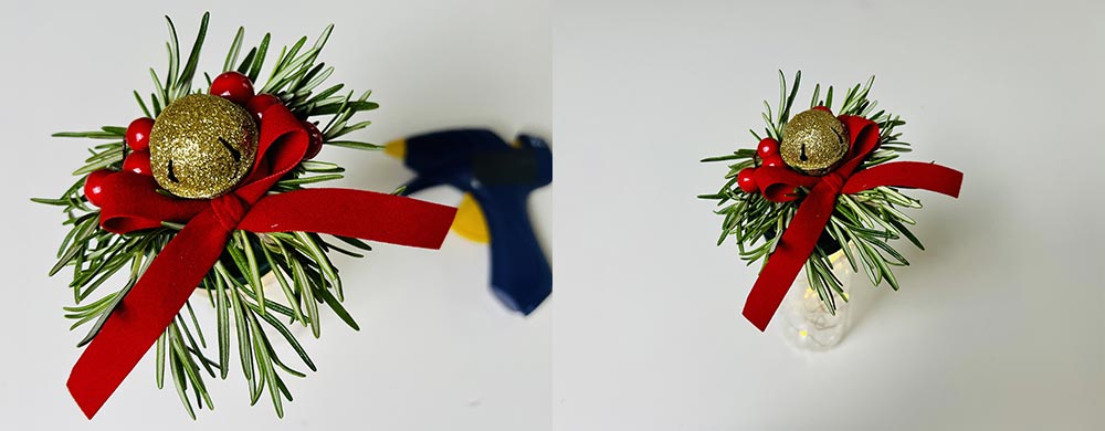 decorazione pallina e fiocco rosso