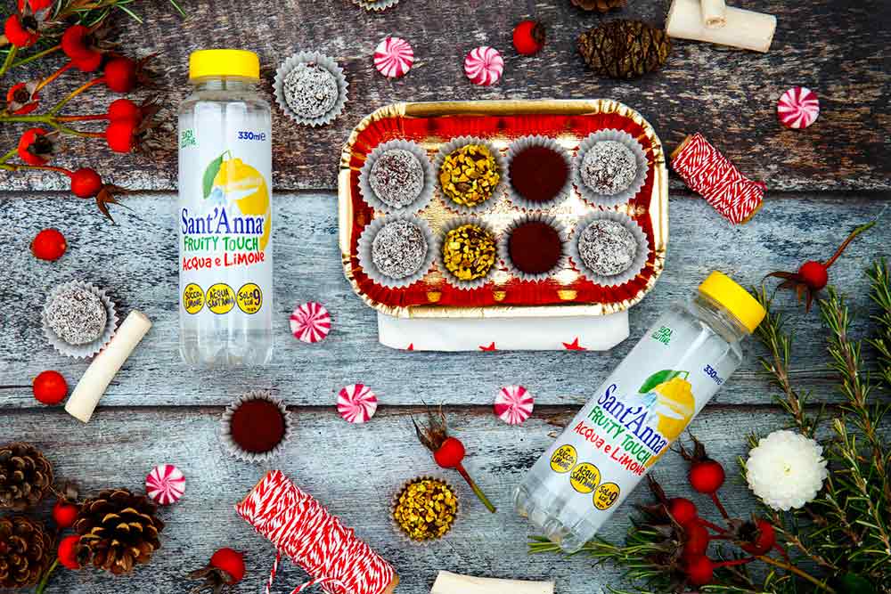 Tartufini al cioccolato e Sant'Anna Fruity Touch al limone: la ricetta per un dolce regalo homemade